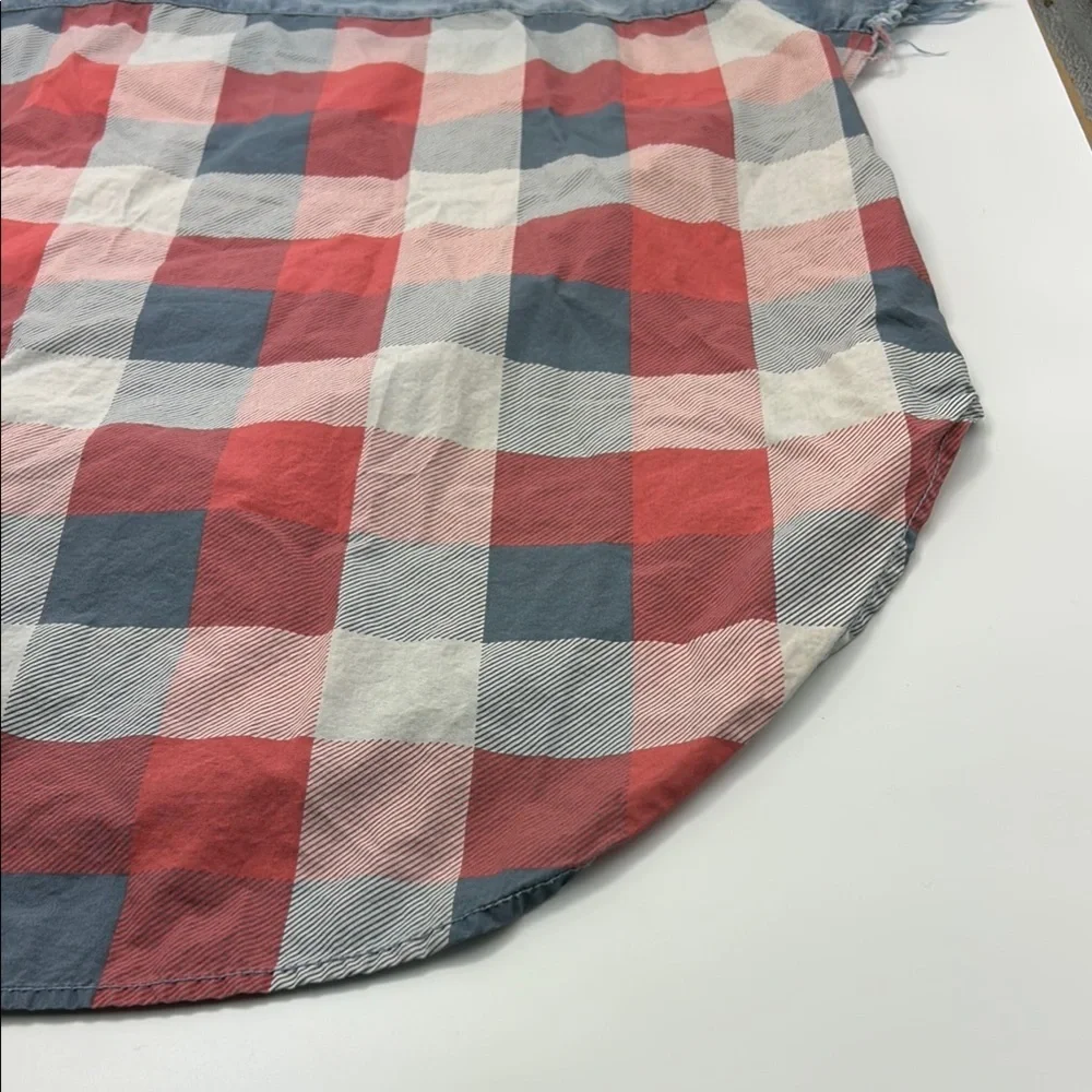 Cato Women's Boxy Shirt 22/24W Button Down Plaid Blue Red Dickie Sleeveless - Picture 12 of 12